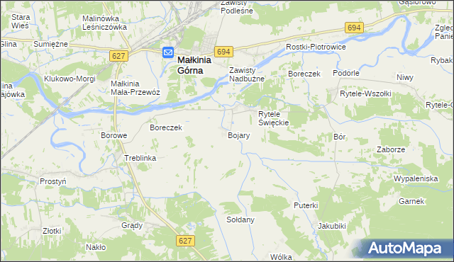 mapa Bojary gmina Kosów Lacki, Bojary gmina Kosów Lacki na mapie Targeo