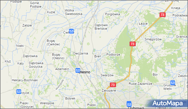 mapa Breń gmina Olesno, Breń gmina Olesno na mapie Targeo