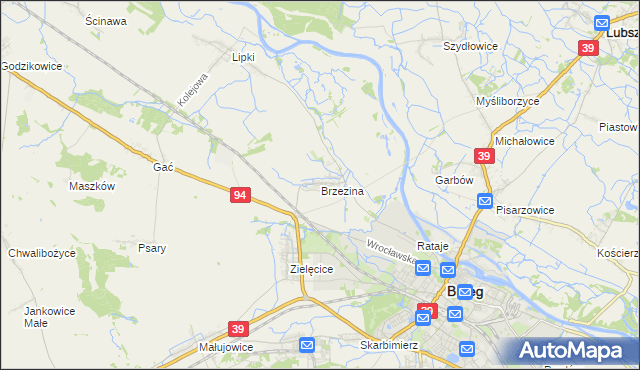 mapa Brzezina gmina Skarbimierz, Brzezina gmina Skarbimierz na mapie Targeo