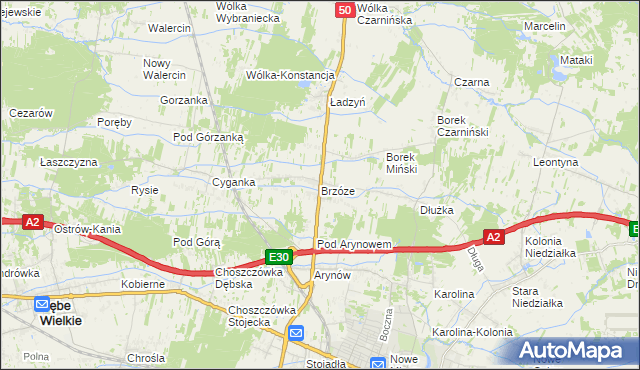 mapa Brzóze, Brzóze na mapie Targeo