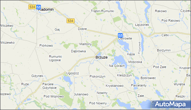 mapa Brzuze, Brzuze na mapie Targeo