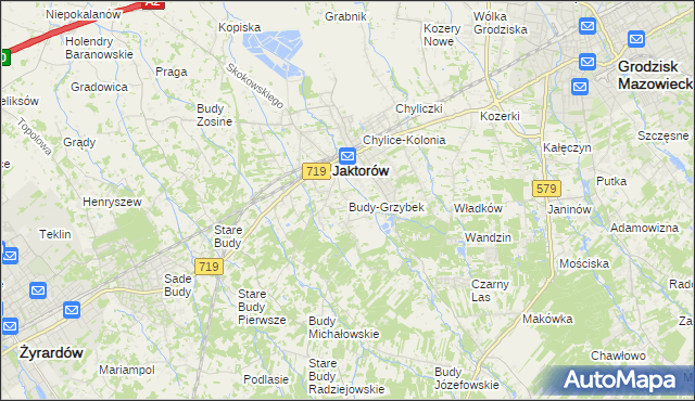 mapa Budy-Grzybek, Budy-Grzybek na mapie Targeo