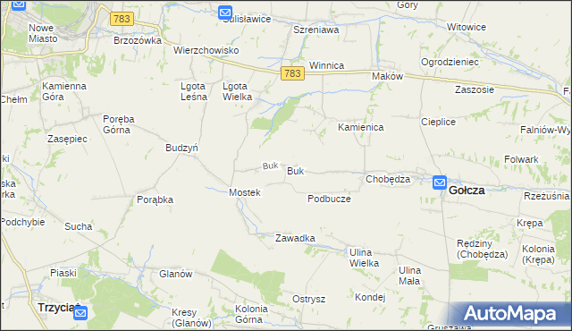 mapa Buk gmina Gołcza, Buk gmina Gołcza na mapie Targeo