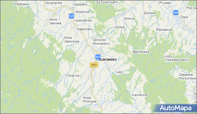 mapa Bukowsko, Bukowsko na mapie Targeo
