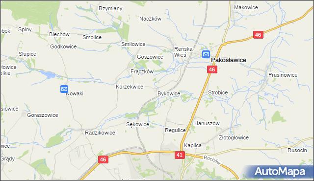 mapa Bykowice, Bykowice na mapie Targeo