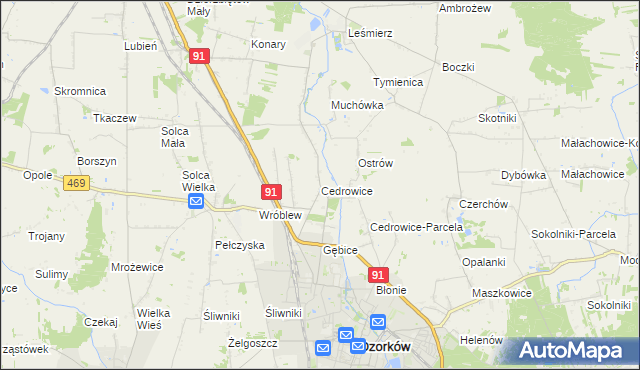 mapa Cedrowice, Cedrowice na mapie Targeo
