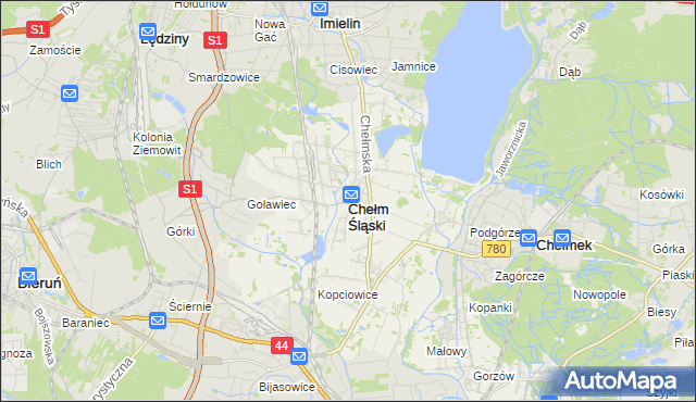 mapa Chełm Śląski, Chełm Śląski na mapie Targeo