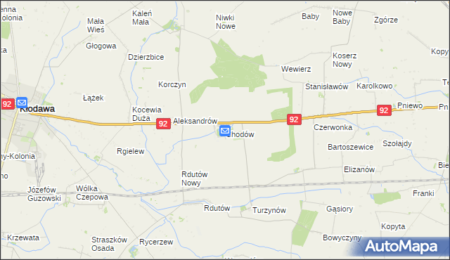 mapa Chodów powiat kolski, Chodów powiat kolski na mapie Targeo