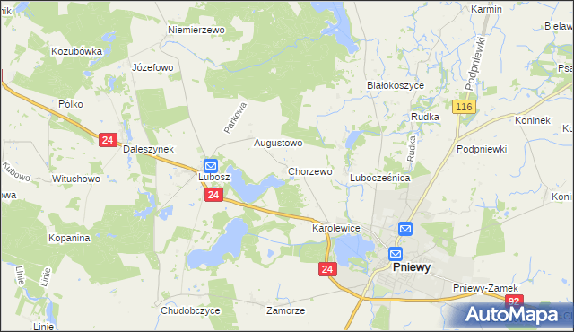 mapa Chorzewo gmina Kwilcz, Chorzewo gmina Kwilcz na mapie Targeo