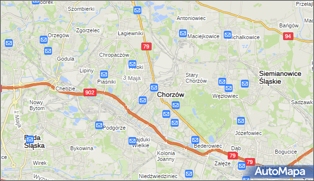 mapa Chorzów, Chorzów na mapie Targeo