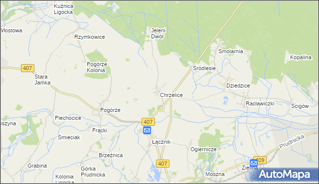 mapa Chrzelice, Chrzelice na mapie Targeo