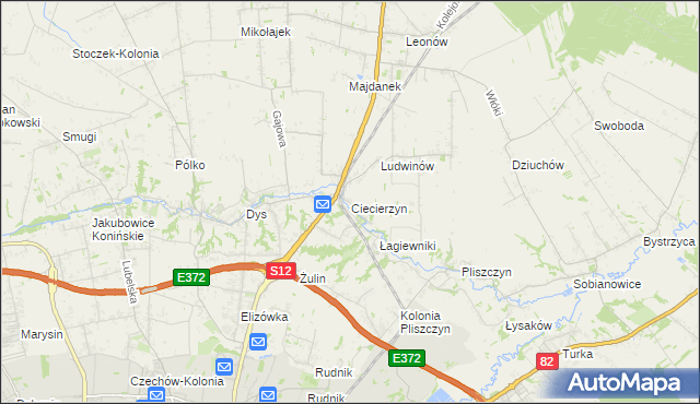 mapa Ciecierzyn gmina Niemce, Ciecierzyn gmina Niemce na mapie Targeo