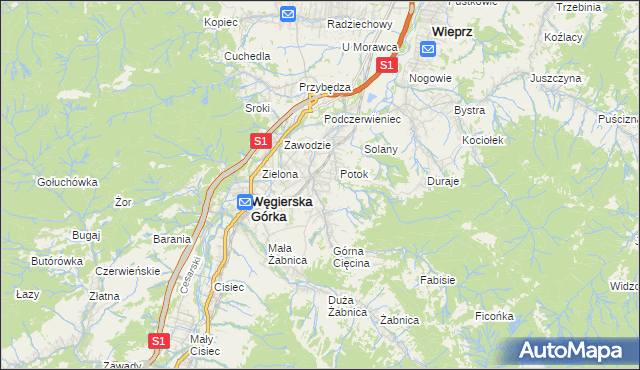 mapa Cięcina, Cięcina na mapie Targeo