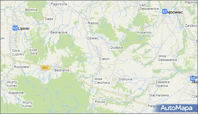 mapa Cieklin, Cieklin na mapie Targeo