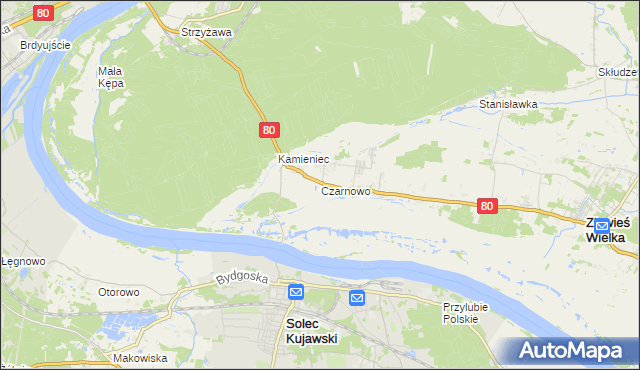 mapa Czarnowo gmina Zławieś Wielka, Czarnowo gmina Zławieś Wielka na mapie Targeo