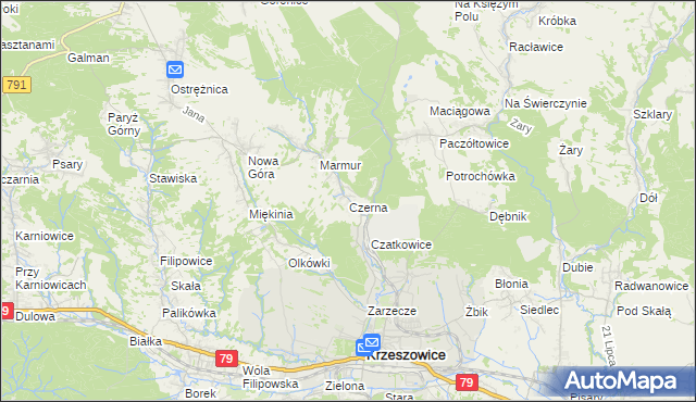 mapa Czerna gmina Krzeszowice, Czerna gmina Krzeszowice na mapie Targeo