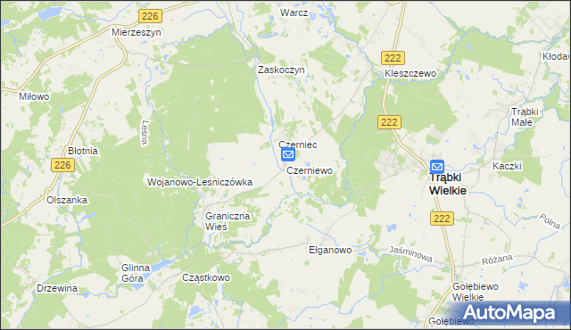 mapa Czerniewo gmina Trąbki Wielkie, Czerniewo gmina Trąbki Wielkie na mapie Targeo