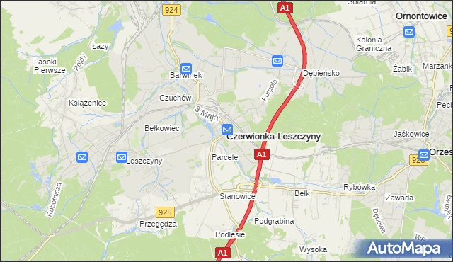 mapa Czerwionka-Leszczyny, Czerwionka-Leszczyny na mapie Targeo