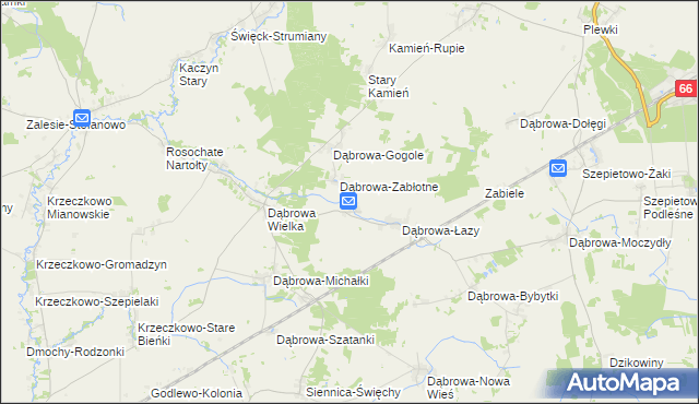 mapa Dąbrowa-Kaski, Dąbrowa-Kaski na mapie Targeo