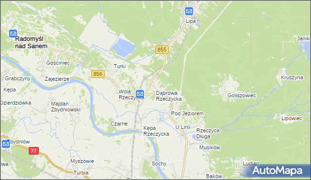 mapa Dąbrowa Rzeczycka, Dąbrowa Rzeczycka na mapie Targeo