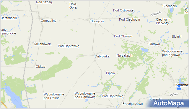 mapa Dąbrówka gmina Kamień Krajeński, Dąbrówka gmina Kamień Krajeński na mapie Targeo