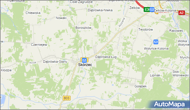 mapa Dąbrówka-Ług, Dąbrówka-Ług na mapie Targeo