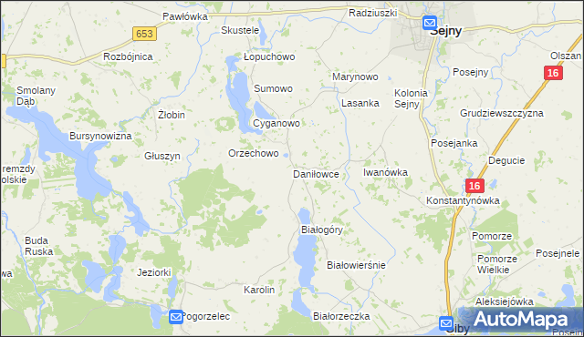 mapa Daniłowce, Daniłowce na mapie Targeo