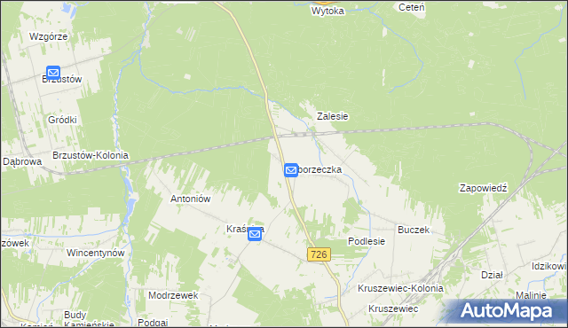 mapa Dęborzeczka, Dęborzeczka na mapie Targeo