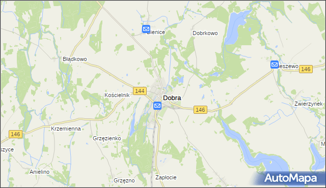 mapa Dobra powiat łobeski, Dobra powiat łobeski na mapie Targeo