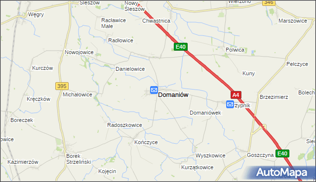 mapa Domaniów powiat oławski, Domaniów powiat oławski na mapie Targeo