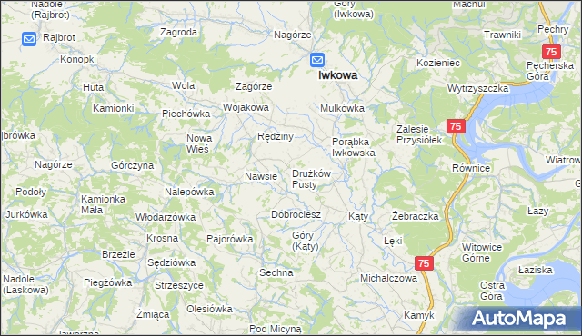 mapa Drużków Pusty, Drużków Pusty na mapie Targeo