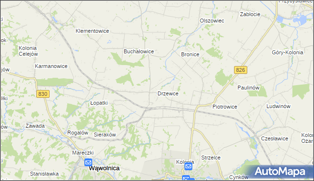 mapa Drzewce gmina Nałęczów, Drzewce gmina Nałęczów na mapie Targeo