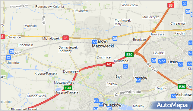 mapa Duchnice, Duchnice na mapie Targeo