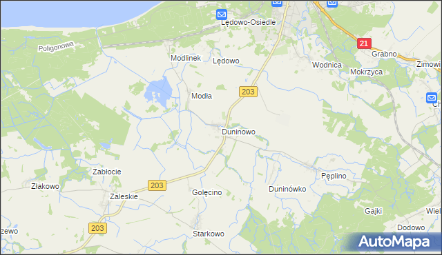 mapa Duninowo, Duninowo na mapie Targeo