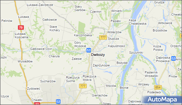 mapa Dwikozy, Dwikozy na mapie Targeo