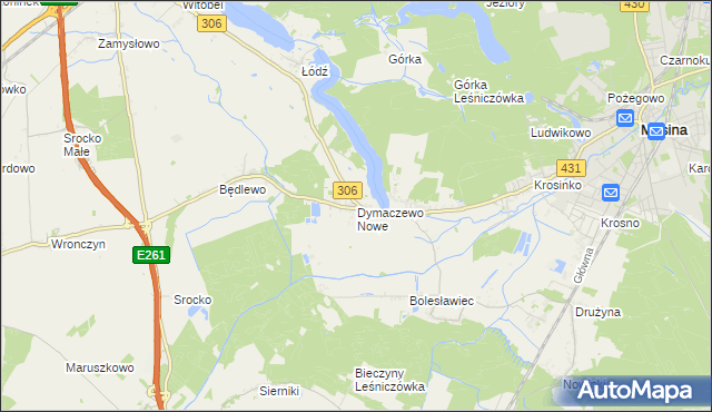 mapa Dymaczewo Nowe, Dymaczewo Nowe na mapie Targeo