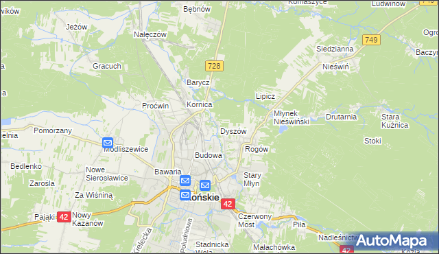 mapa Dyszów, Dyszów na mapie Targeo