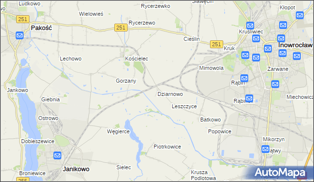 mapa Dziarnowo gmina Pakość, Dziarnowo gmina Pakość na mapie Targeo
