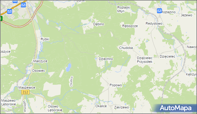 mapa Dziechno, Dziechno na mapie Targeo