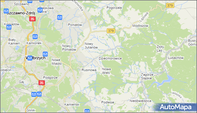 mapa Dziećmorowice, Dziećmorowice na mapie Targeo