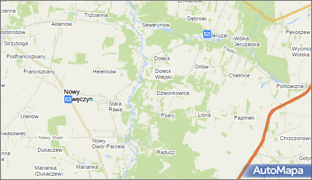 mapa Dzwonkowice, Dzwonkowice na mapie Targeo