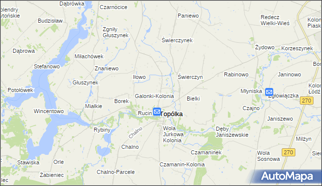 mapa Galonki gmina Topólka, Galonki gmina Topólka na mapie Targeo
