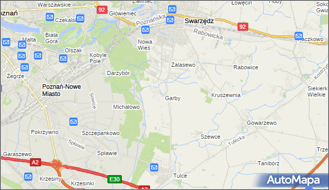 mapa Garby gmina Swarzędz, Garby gmina Swarzędz na mapie Targeo