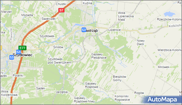 mapa Gąsawy Plebańskie, Gąsawy Plebańskie na mapie Targeo