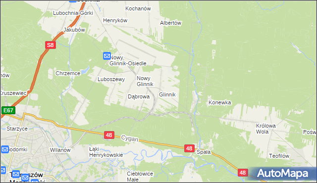 mapa Glinnik gmina Lubochnia, Glinnik gmina Lubochnia na mapie Targeo