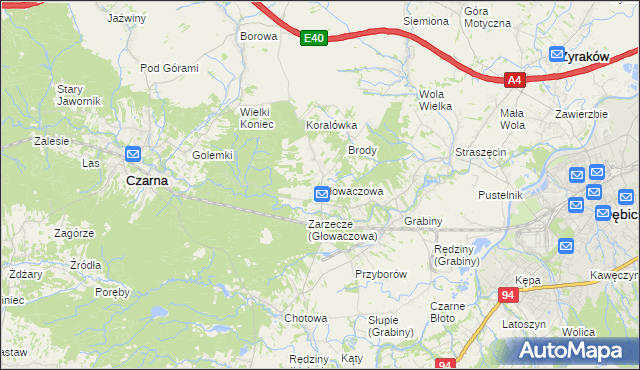 mapa Głowaczowa, Głowaczowa na mapie Targeo