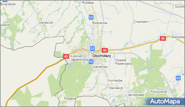 mapa Głuchołazy, Głuchołazy na mapie Targeo