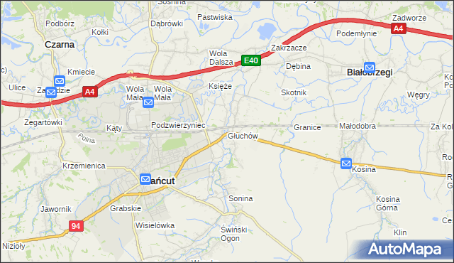 mapa Głuchów gmina Łańcut, Głuchów gmina Łańcut na mapie Targeo