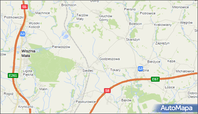 mapa Godzieszowa, Godzieszowa na mapie Targeo