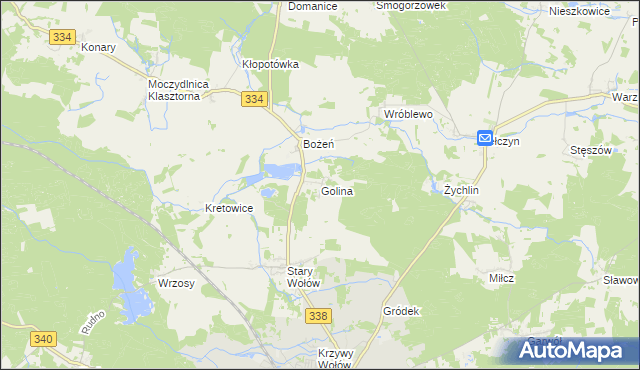 mapa Golina gmina Wołów, Golina gmina Wołów na mapie Targeo